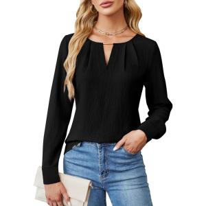 imageBlooming Jelly Womens Business Casual Long Sleeve Tops Color Block Fall Outfits 2025 Dressy Basic Work ShirtsBlack 02