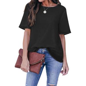 imageBlooming Jelly Womens Chiffon Blouse Summer Casual Round Neck Short Sleeve Pom Pom Shirts TopSolid Colorblack