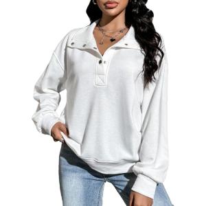 imageBlooming Jelly Womens Oversized Quarter Zip Cute Sweatshirt Lapel Cozy Fleece Trendy Thumb Hole PulloverWhite02