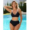 imageBlooming Jelly Women High Waisted Bikini Sets Color Block Two Piece Swimsuits Push Up V Neck High Cut Bathing SuitBlack