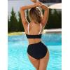 imageBlooming Jelly Women High Waisted Bikini Sets Color Block Two Piece Swimsuits Push Up V Neck High Cut Bathing SuitBlack