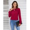 imageBlooming Jelly Womens Business Casual Tops Elegant Tie Neck Long Sleeve Dressy Fall Blouses 2024 Ladies Trendy Work ShirtsDeep Red