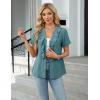 imageBlooming Jelly Womens Button Down Shirts Business Casual Outfits Dressy Work Blouses 2025 Short Sleeve Summer TopsTurquoise
