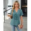 imageBlooming Jelly Womens Button Down Shirts Business Casual Outfits Dressy Work Blouses 2025 Short Sleeve Summer TopsTurquoise