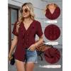 imageBlooming Jelly Womens Button Down Shirts Business Casual Outfits Dressy Work Blouses 2025 Short Sleeve Summer TopsWine Red