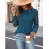 imageBlooming Jelly Womens Button Down Shirts Lace Long Sleeve Dressy Tops Pleated Fall Business Casual Blouses 2024Dark Cyan