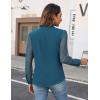 imageBlooming Jelly Womens Button Down Shirts Lace Long Sleeve Dressy Tops Pleated Fall Business Casual Blouses 2024Dark Cyan