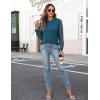 imageBlooming Jelly Womens Button Down Shirts Lace Long Sleeve Dressy Tops Pleated Fall Business Casual Blouses 2024Dark Cyan