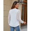 imageBlooming Jelly Womens Button Down Shirts Lace Long Sleeve Dressy Tops Pleated Fall Business Casual Blouses 2024White