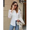 imageBlooming Jelly Womens Button Down Shirts Lace Long Sleeve Dressy Tops Pleated Fall Business Casual Blouses 2024White