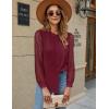 imageBlooming Jelly Womens Button Down Shirts Lace Long Sleeve Dressy Tops Pleated Fall Business Casual Blouses 2024Wine Red
