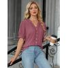 imageBlooming Jelly Womens Dressy Casual Blouse Short Puff Sleeve V Neck Lace Tops Summer Trendy Cute Ladies Business Work ShirtCoral Pink