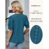imageBlooming Jelly Womens Dressy Casual Blouse Short Puff Sleeve V Neck Lace Tops Summer Trendy Cute Ladies Business Work ShirtTeal