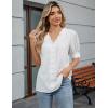 imageBlooming Jelly Womens Dressy Casual Blouse Short Puff Sleeve V Neck Lace Tops Summer Trendy Cute Ladies Business Work ShirtWhite