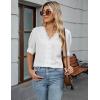 imageBlooming Jelly Womens Dressy Casual Blouse Short Puff Sleeve V Neck Lace Tops Summer Trendy Cute Ladies Business Work ShirtWhite