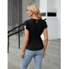 imageBlooming Jelly Womens Dressy Casual Blouses Business Ruffle Short Sleeve Tops Summer Crew Neck Peplum ShirtsBlack