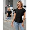 imageBlooming Jelly Womens Dressy Casual Blouses Business Ruffle Short Sleeve Tops Summer Crew Neck Peplum ShirtsBlack