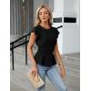 imageBlooming Jelly Womens Dressy Casual Blouses Business Ruffle Short Sleeve Tops Summer Crew Neck Peplum ShirtsBlack