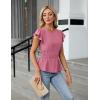 imageBlooming Jelly Womens Dressy Casual Blouses Business Ruffle Short Sleeve Tops Summer Crew Neck Peplum ShirtsPink