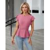 imageBlooming Jelly Womens Dressy Casual Blouses Business Ruffle Short Sleeve Tops Summer Crew Neck Peplum ShirtsPink