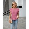 imageBlooming Jelly Womens Dressy Casual Blouses Business Ruffle Short Sleeve Tops Summer Crew Neck Peplum ShirtsPink