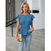 imageBlooming Jelly Womens Dressy Casual Blouses Business Ruffle Short Sleeve Tops Summer Crew Neck Peplum ShirtsTurquoise