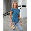 imageBlooming Jelly Womens Dressy Casual Blouses Business Ruffle Short Sleeve Tops Summer Crew Neck Peplum ShirtsTurquoise