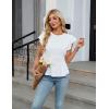 imageBlooming Jelly Womens Dressy Casual Blouses Business Ruffle Short Sleeve Tops Summer Crew Neck Peplum ShirtsWhite