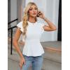 imageBlooming Jelly Womens Dressy Casual Blouses Business Ruffle Short Sleeve Tops Summer Crew Neck Peplum ShirtsWhite