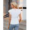 imageBlooming Jelly Womens Dressy Casual Blouses Business Ruffle Short Sleeve Tops Summer Crew Neck Peplum ShirtsWhite