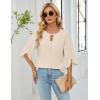 imageBlooming Jelly Womens Dressy Casual Blouses Keyhole Business Work Tops 34 Ruffle Sleeve Pleated Summer Shirts 2025Apricot