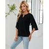 imageBlooming Jelly Womens Dressy Casual Blouses Keyhole Business Work Tops 34 Ruffle Sleeve Pleated Summer Shirts 2025Black