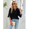 imageBlooming Jelly Womens Dressy Casual Blouses Keyhole Business Work Tops 34 Ruffle Sleeve Pleated Summer Shirts 2025Black