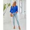imageBlooming Jelly Womens Dressy Casual Blouses Keyhole Business Work Tops 34 Ruffle Sleeve Pleated Summer Shirts 2025Blue
