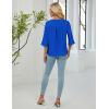 imageBlooming Jelly Womens Dressy Casual Blouses Keyhole Business Work Tops 34 Ruffle Sleeve Pleated Summer Shirts 2025Blue