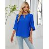 imageBlooming Jelly Womens Dressy Casual Blouses Keyhole Business Work Tops 34 Ruffle Sleeve Pleated Summer Shirts 2025Blue