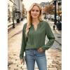 imageBlooming Jelly Womens Dressy Casual Tops Business Long Sleeve Shirts Pleated Fall Work Blouse 2024Army Green