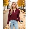 imageBlooming Jelly Womens Dressy Casual Tops Business Long Sleeve Shirts Pleated Fall Work Blouse 2024Wine Red