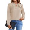 imageBlooming Jelly Womens Business Casual Tops Elegant Tie Neck Long Sleeve Dressy Fall Blouses 2024 Ladies Trendy Work ShirtsApricot