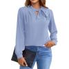 imageBlooming Jelly Womens Business Casual Tops Elegant Tie Neck Long Sleeve Dressy Fall Blouses 2024 Ladies Trendy Work ShirtsPale Cerulean