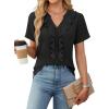 imageBlooming Jelly Womens Button Down Shirts Business Casual Outfits Dressy Work Blouses 2025 Short Sleeve Summer TopsBlack