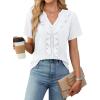 imageBlooming Jelly Womens Button Down Shirts Business Casual Outfits Dressy Work Blouses 2025 Short Sleeve Summer TopsWhite