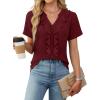 imageBlooming Jelly Womens Button Down Shirts Business Casual Outfits Dressy Work Blouses 2025 Short Sleeve Summer TopsWine Red