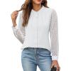 imageBlooming Jelly Womens Button Down Shirts Lace Long Sleeve Dressy Tops Pleated Fall Business Casual Blouses 2024White