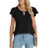 imageBlooming Jelly Womens Dressy Casual Blouse Ruffle Sleeve Business Casual Top Cut Out Short Sleeve Shirt 2024Black