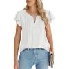 imageBlooming Jelly Womens Dressy Casual Blouse Ruffle Sleeve Business Casual Top Cut Out Short Sleeve Shirt 2024White