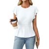 imageBlooming Jelly Womens Dressy Casual Blouses Business Ruffle Short Sleeve Tops Summer Crew Neck Peplum ShirtsWhite