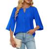 imageBlooming Jelly Womens Dressy Casual Blouses Keyhole Business Work Tops 34 Ruffle Sleeve Pleated Summer Shirts 2025Blue