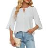 imageBlooming Jelly Womens Dressy Casual Blouses Keyhole Business Work Tops 34 Ruffle Sleeve Pleated Summer Shirts 2025White