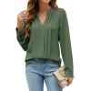 imageBlooming Jelly Womens Dressy Casual Tops Business Long Sleeve Shirts Pleated Fall Work Blouse 2024Army Green